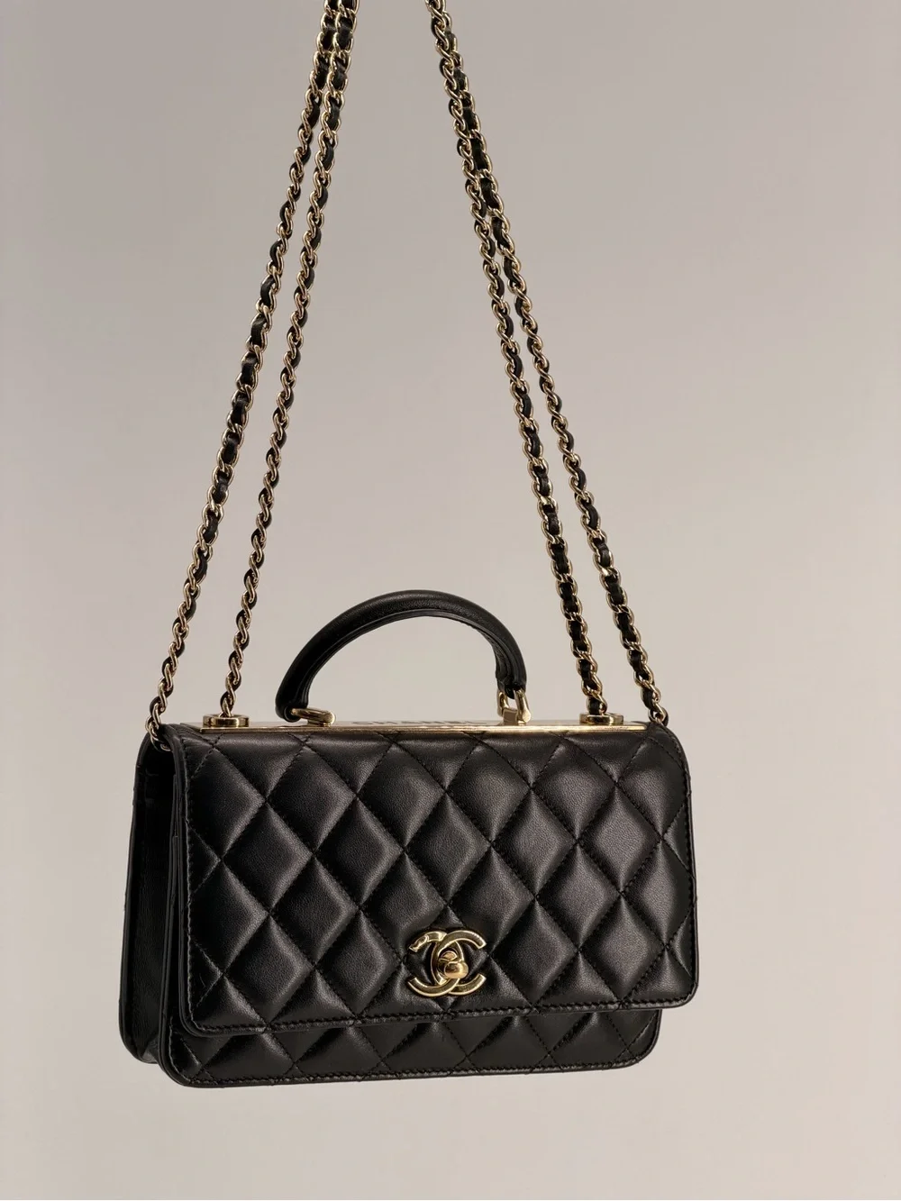 Chanel Trendy CC Wallet On Chain in Black Lambskin Learher